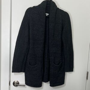 Vince Wool/Yak Blend Charcoal Grey Open Front Sweater